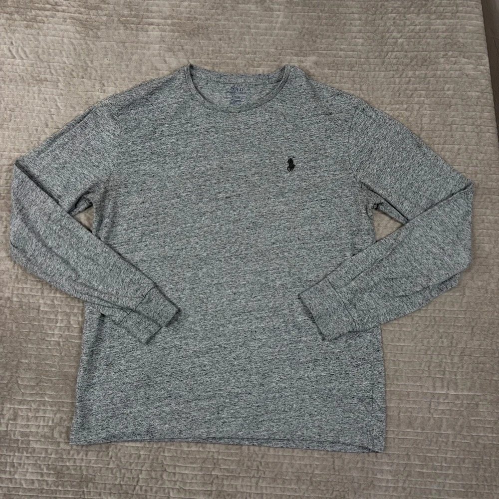 Polo Ralph Lauren Mens Grey Heather Long Sleeve T-Shirt Pony Logo Size Medium